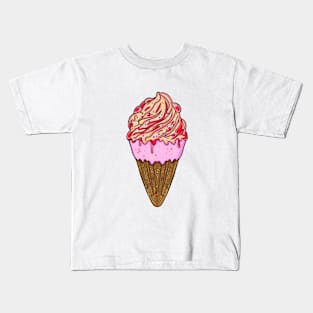 Tasty strawberry ice cream cone Kids T-Shirt